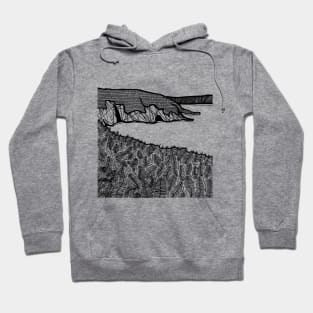 Beach Scene Black and White Hoodie